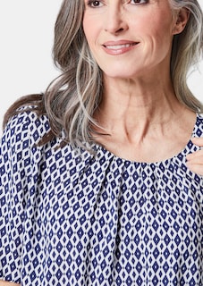 Helder gekleurde, gedessineerde blouse met charmante details thumbnail 5