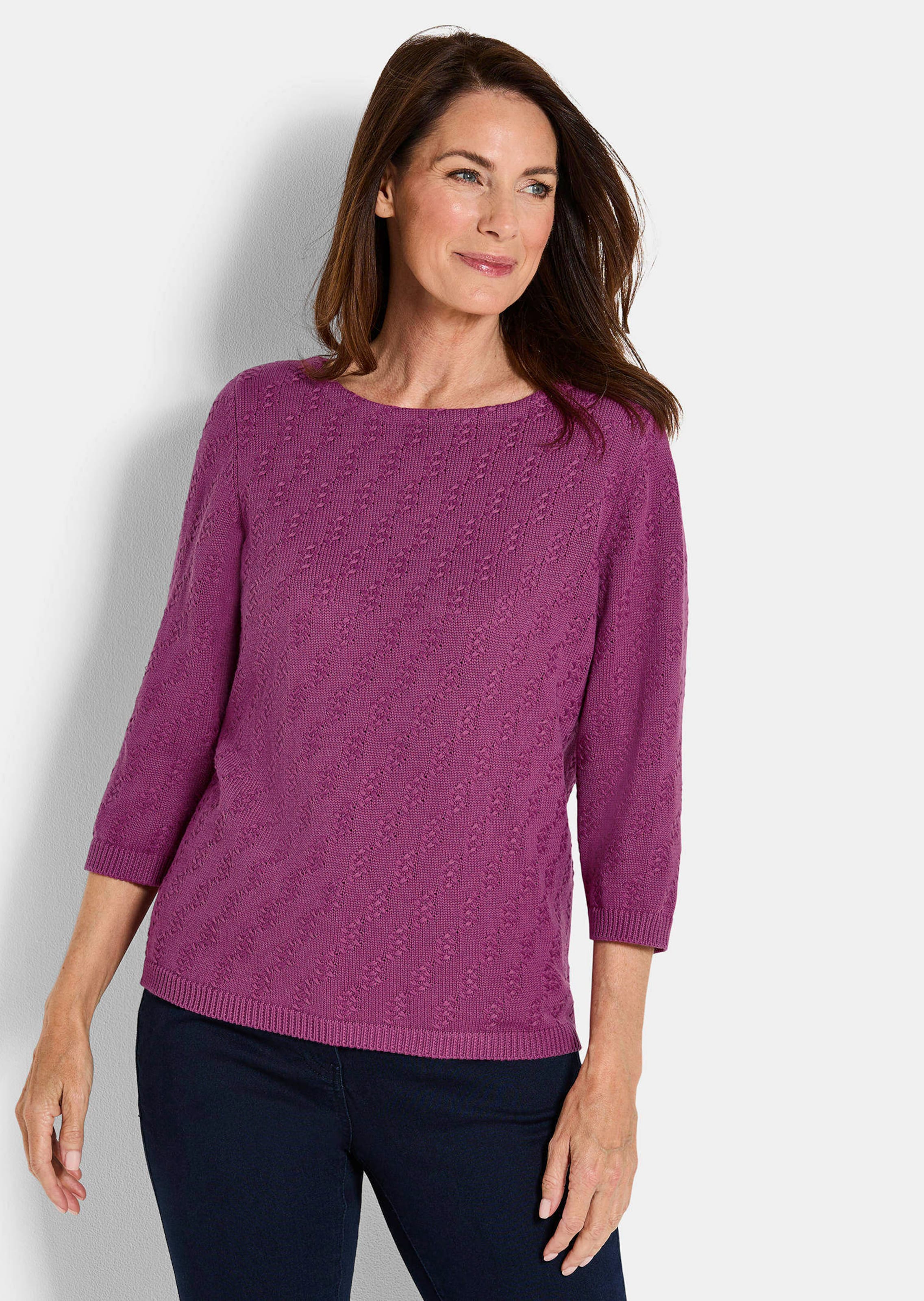 Pull à manches 3/4 en pur coton