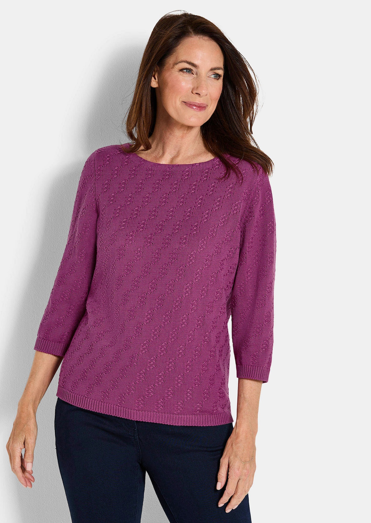 Pull à manches 3/4 en pur coton