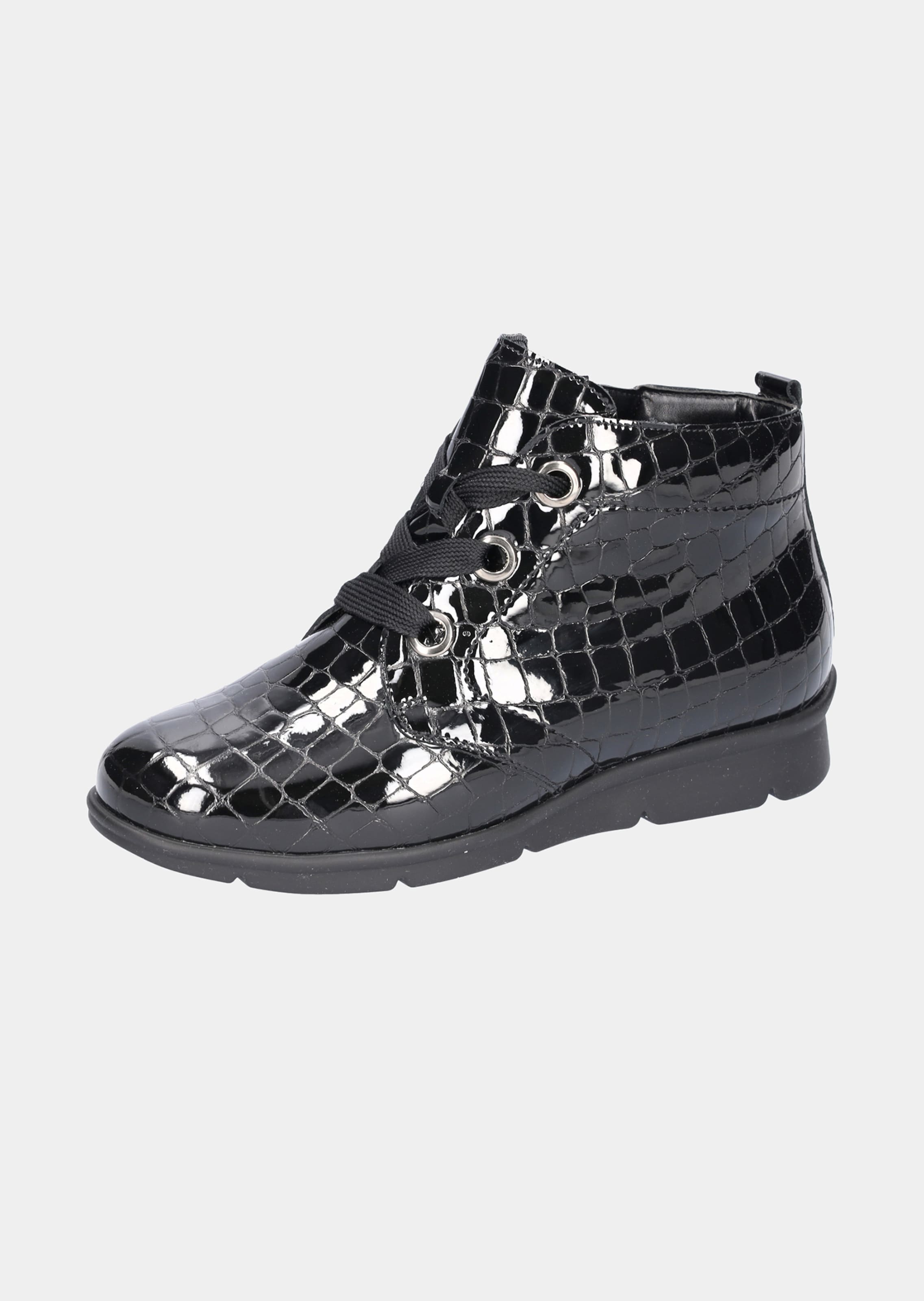 Stiefeletten aus Lackleder mit Kroko-Prägung