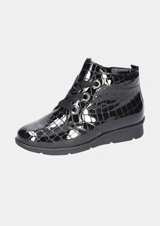 Bottines en cuir verni avec embossage crocodile thumbnail 1