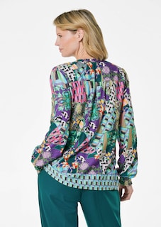 Druckbluse mit Patchmuster thumbnail 3
