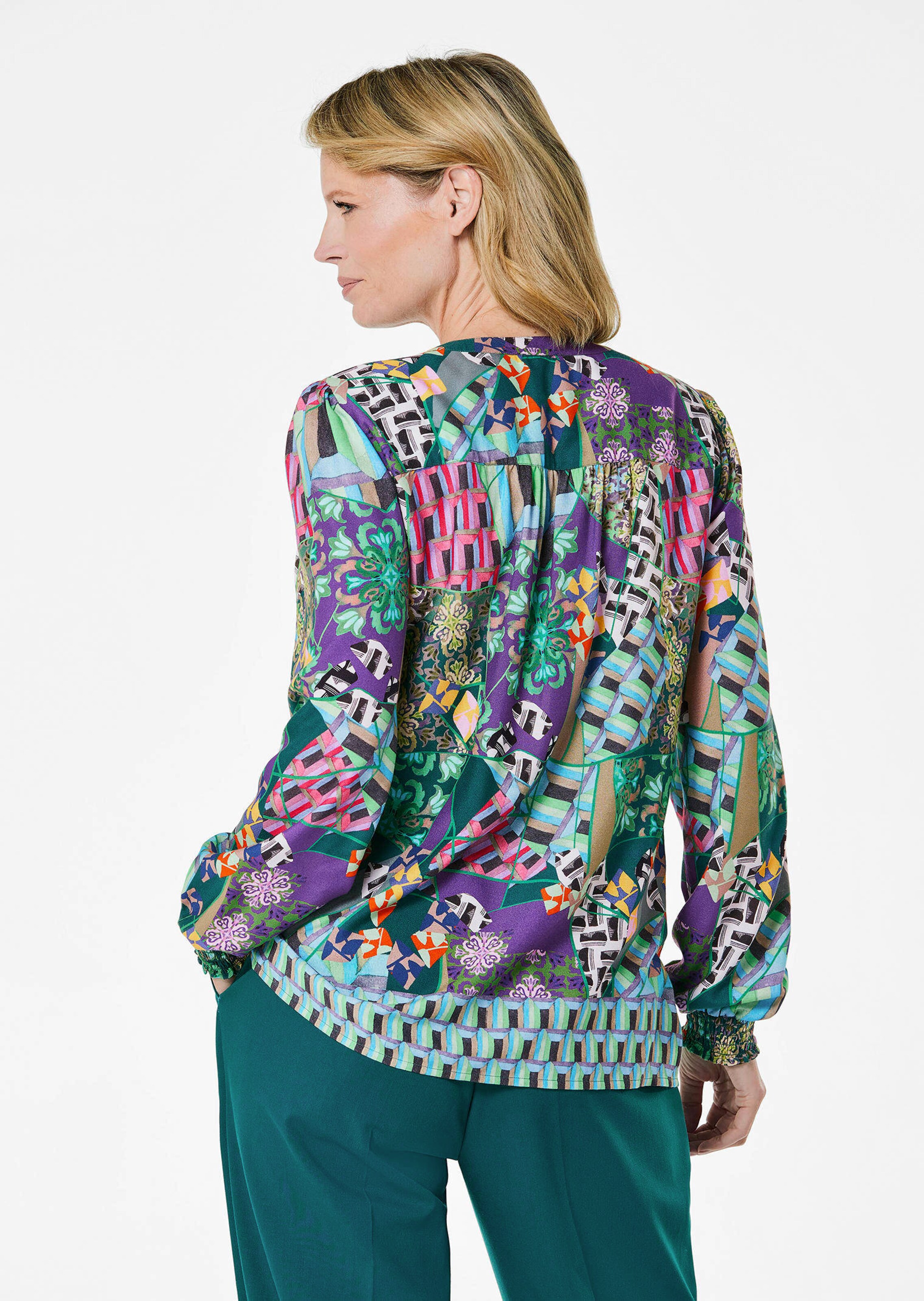 Gedessineerde blouse met patchpatroon thumbnail 3