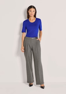 Wide-Leg-Hose mit Zierriegel in Lederoptik thumbnail 3