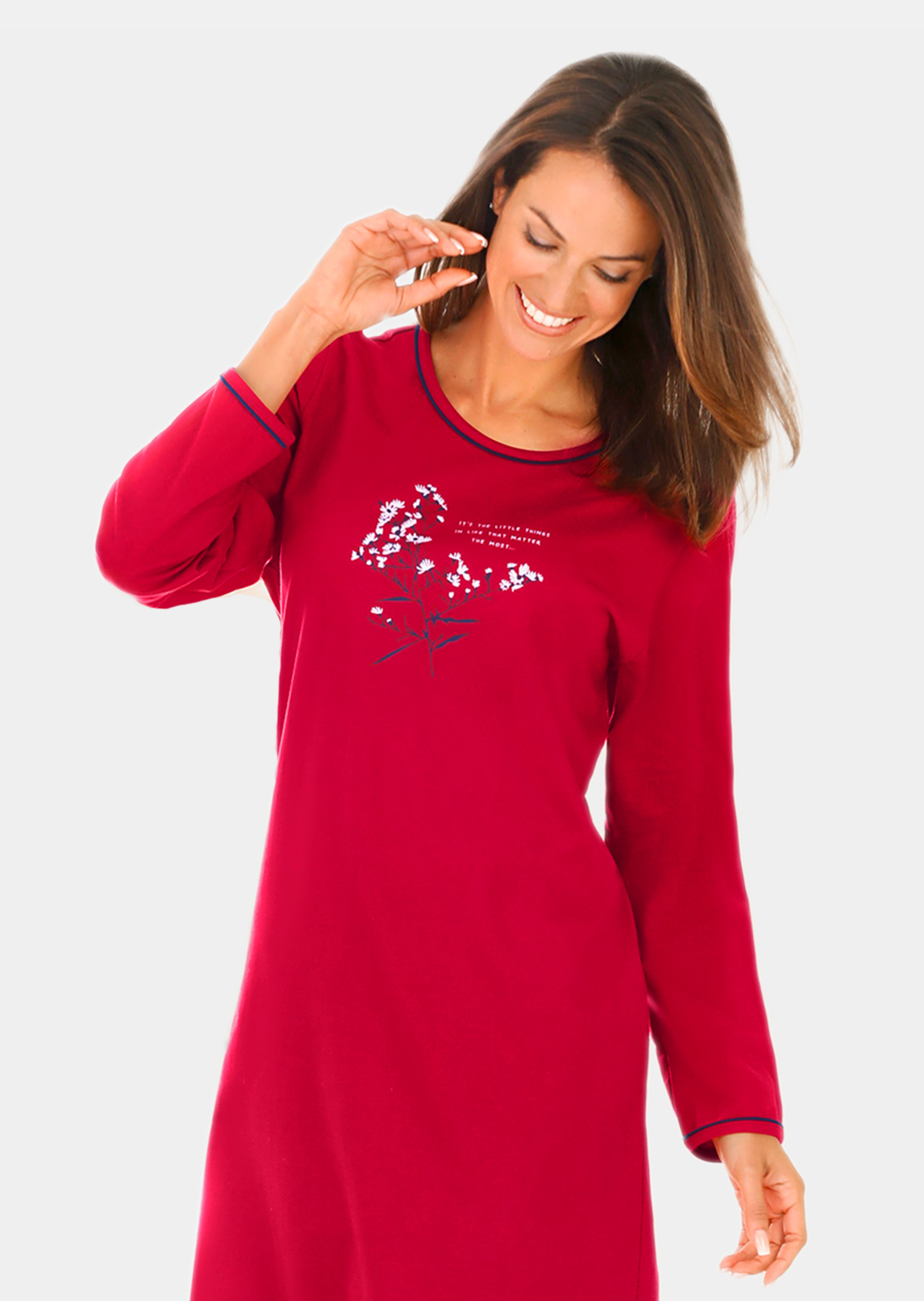 Chemise de nuit en coton à manches longues