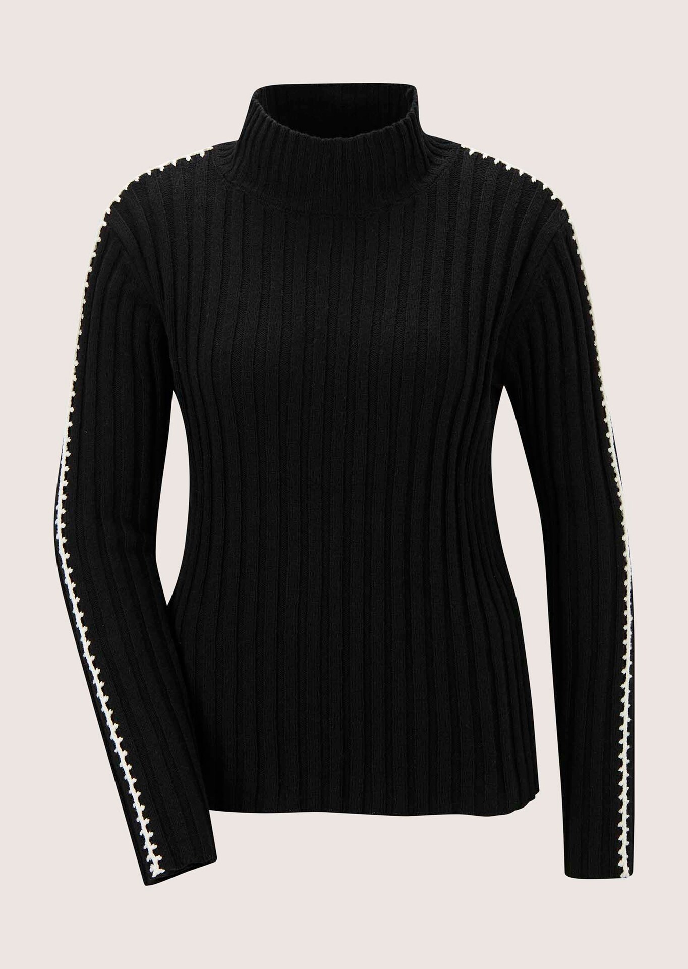 Pull à col montant avec broderie contrastée