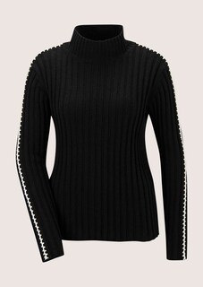 Pullover mit Stehkragen und Kontraststickerei thumbnail 7