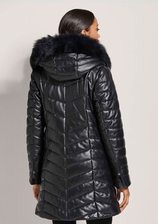 Gesteppte Lederjacke mit Lammfellbesatz thumbnail 4