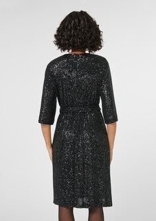 Ausgestelltes Paillettenkleid mit Gürtel thumbnail 4