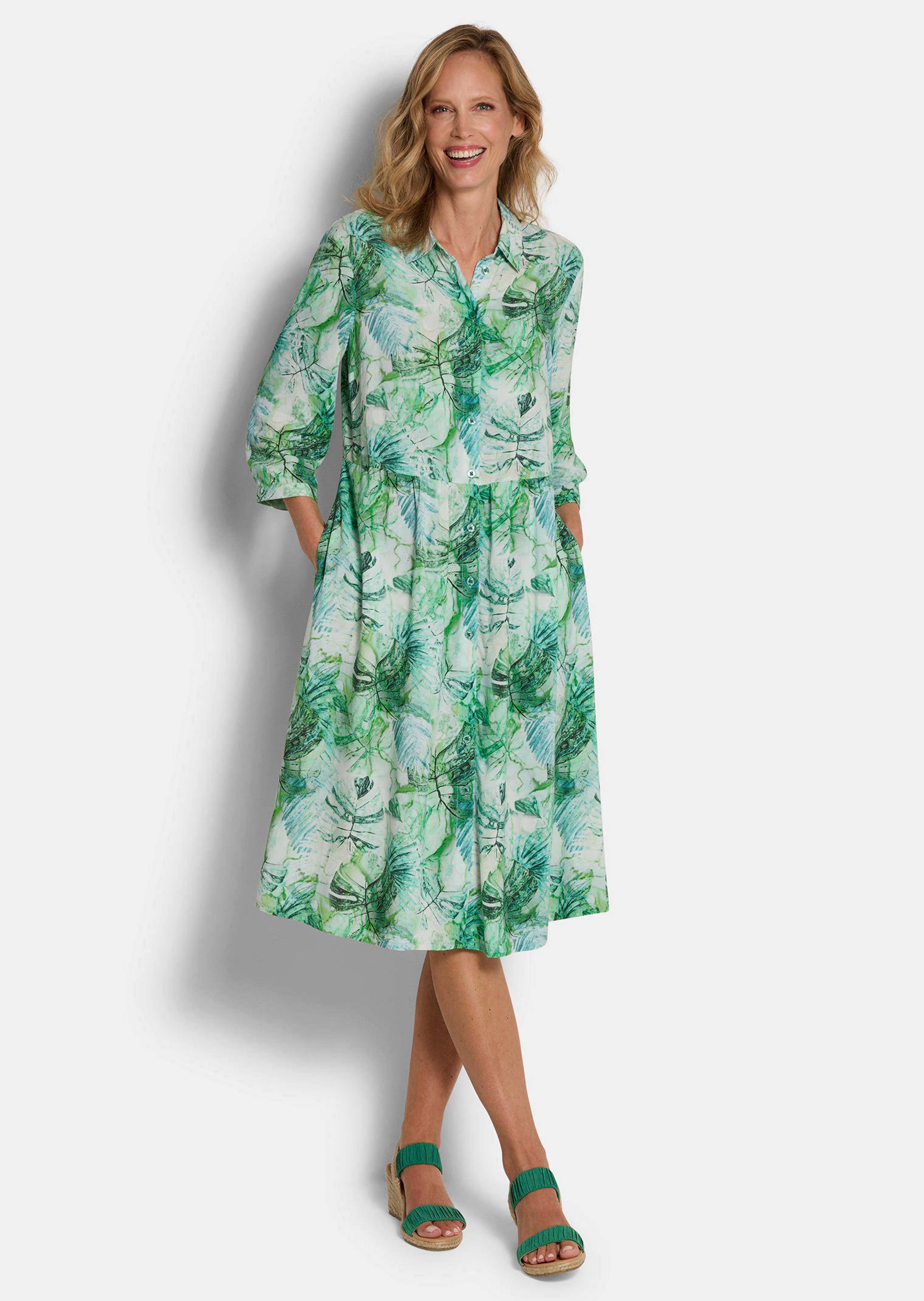 Hemdblusenkleid in Midi-Länge