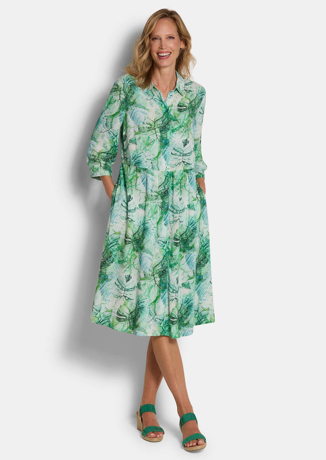 Hemdblusenkleid in Midi-Länge