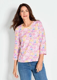 Gedessineerd shirt met veelkleurige print allover thumbnail 1