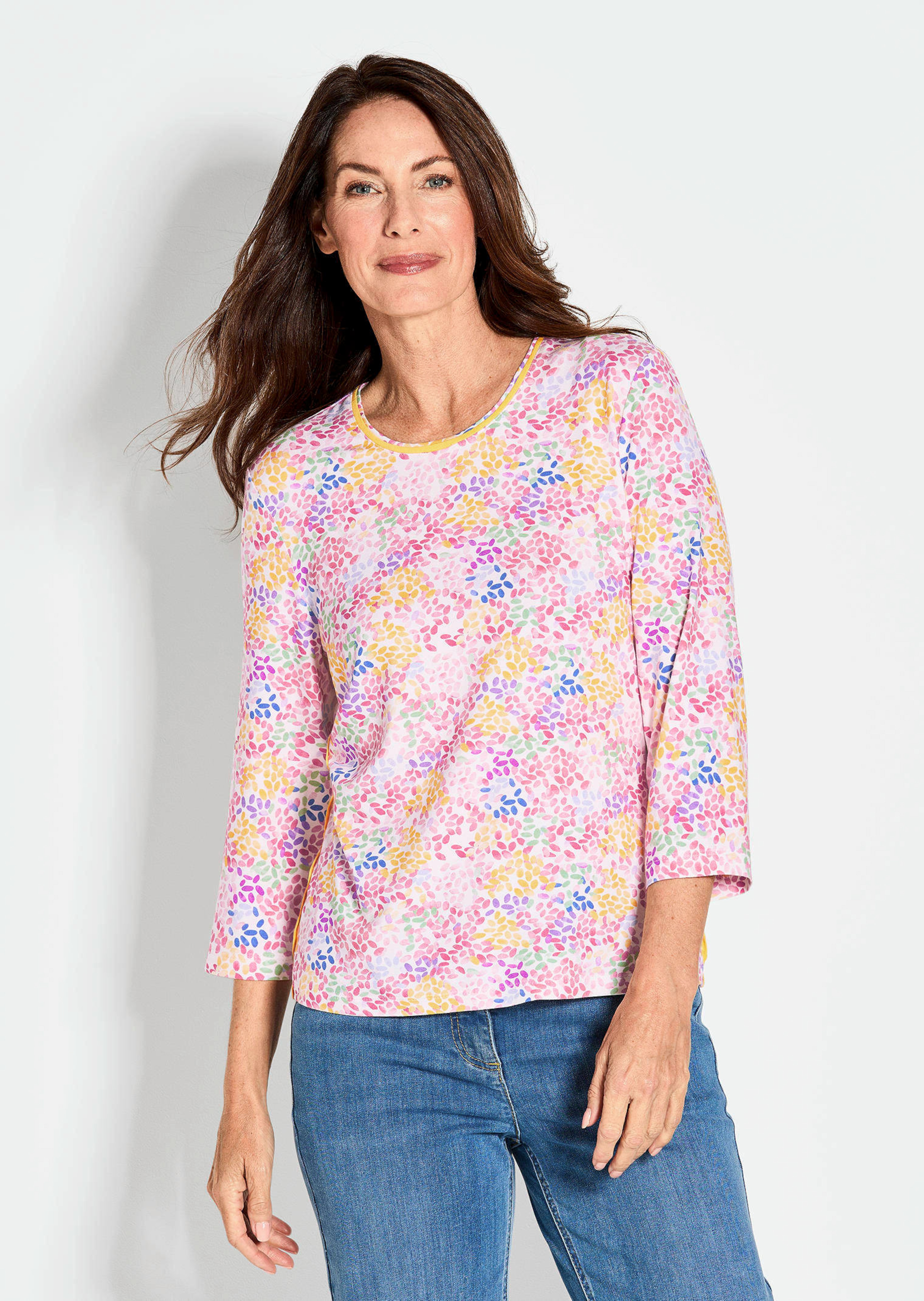 Gedessineerd shirt met veelkleurige print allover