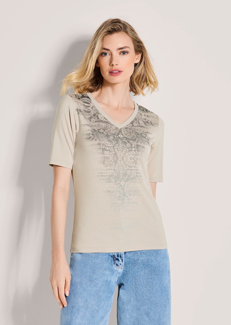 Shirt mit Paisleydruck und Strasssteinen