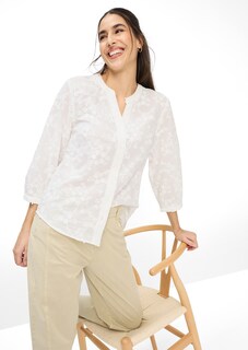 Katoenen blouse met opgestikte bloemen thumbnail 6