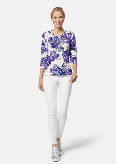 Shirt mit Blütenprint und 3/4-Ärmel thumbnail 3