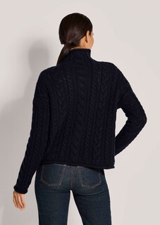Cable-knit jumper with stand-up collar and rhinestone embellishment thumbnail 4