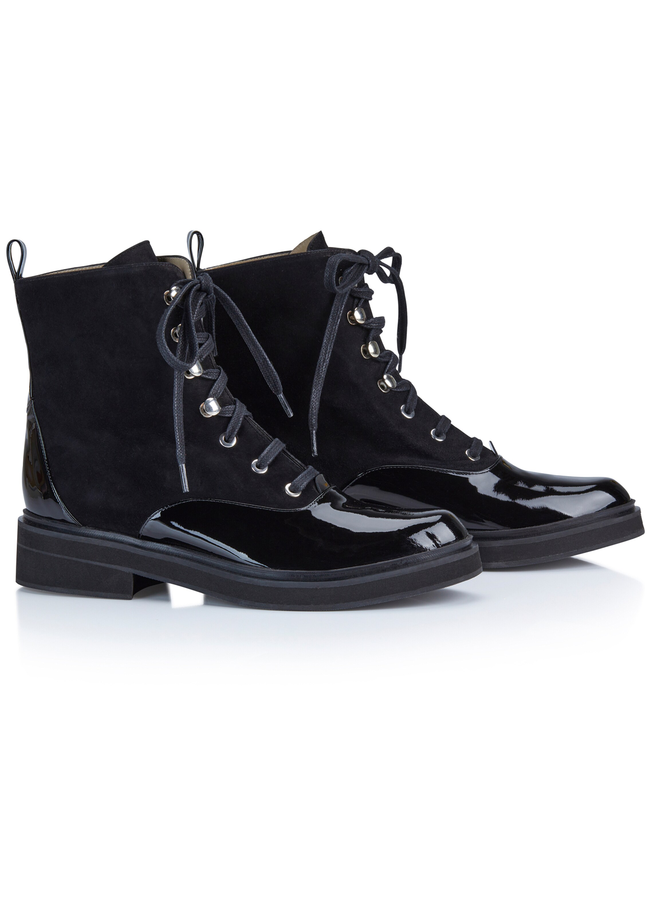 Schnür-Boots in edlem Leder-Mix