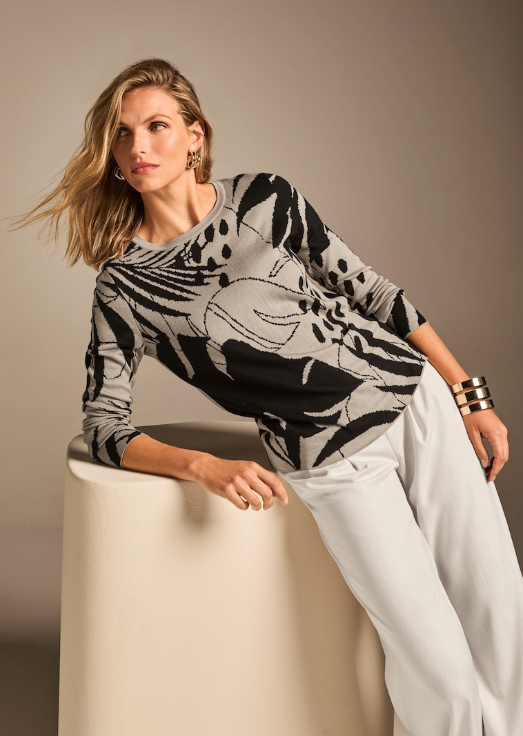 Jacquard-Pullover mit Rundhalsausschnitt