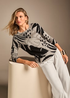 Jacquard-Pullover mit Rundhalsausschnitt thumbnail 1