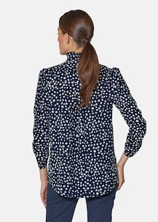 Gestippelde blouse met opstaand kraagje en 3/4-mouwen thumbnail 4