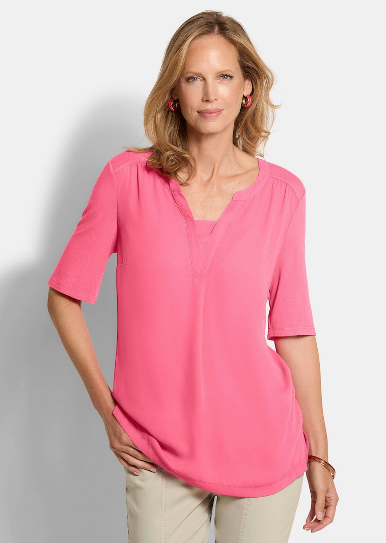 Blouse fluide confortable en voile et en jersey