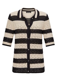 Gestreifte Strickjacke mit Lochmuster thumbnail 6