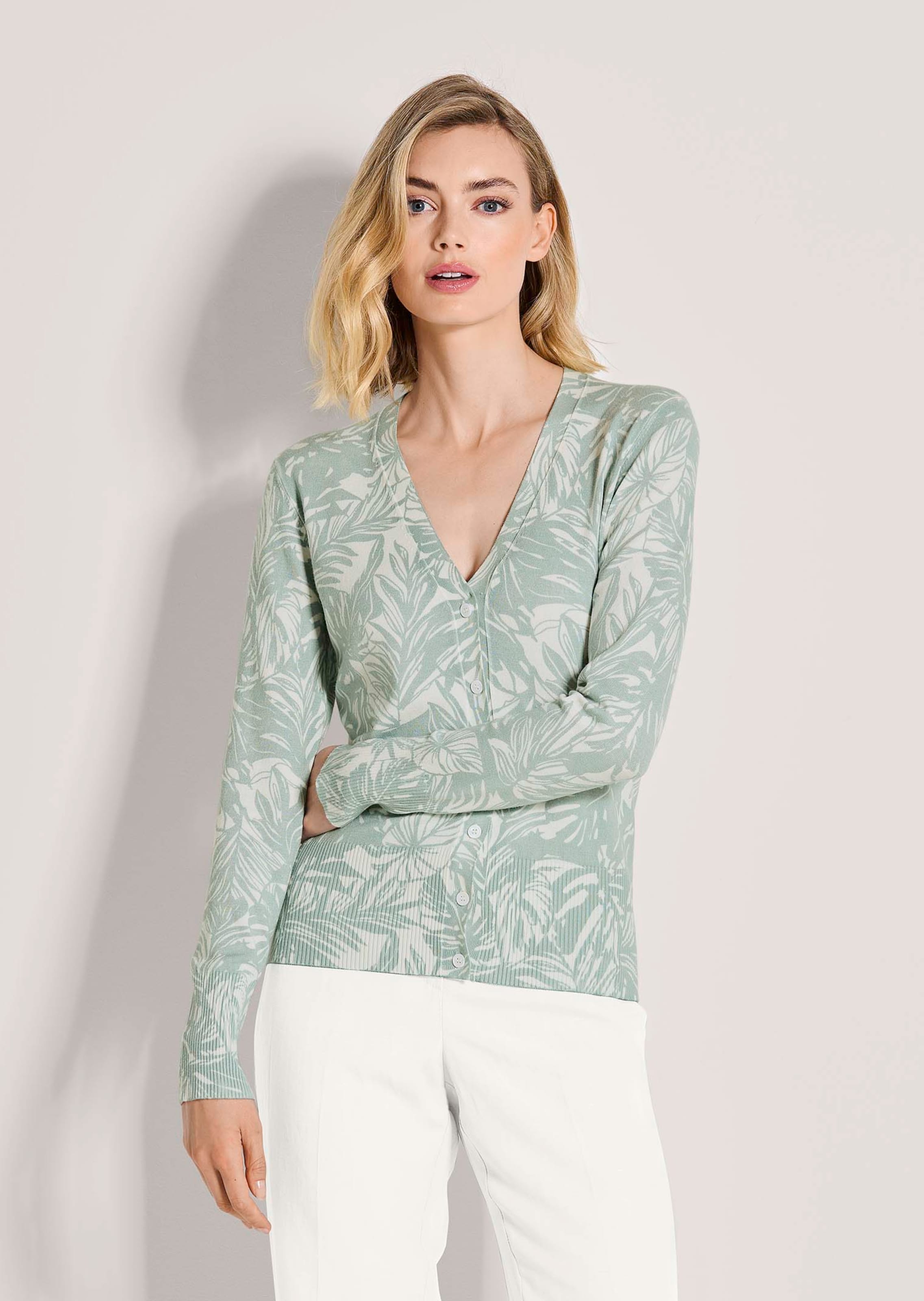 Strickjacke mit Allover-Print und V-Ausschnitt