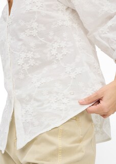 Katoenen blouse met opgestikte bloemen thumbnail 4