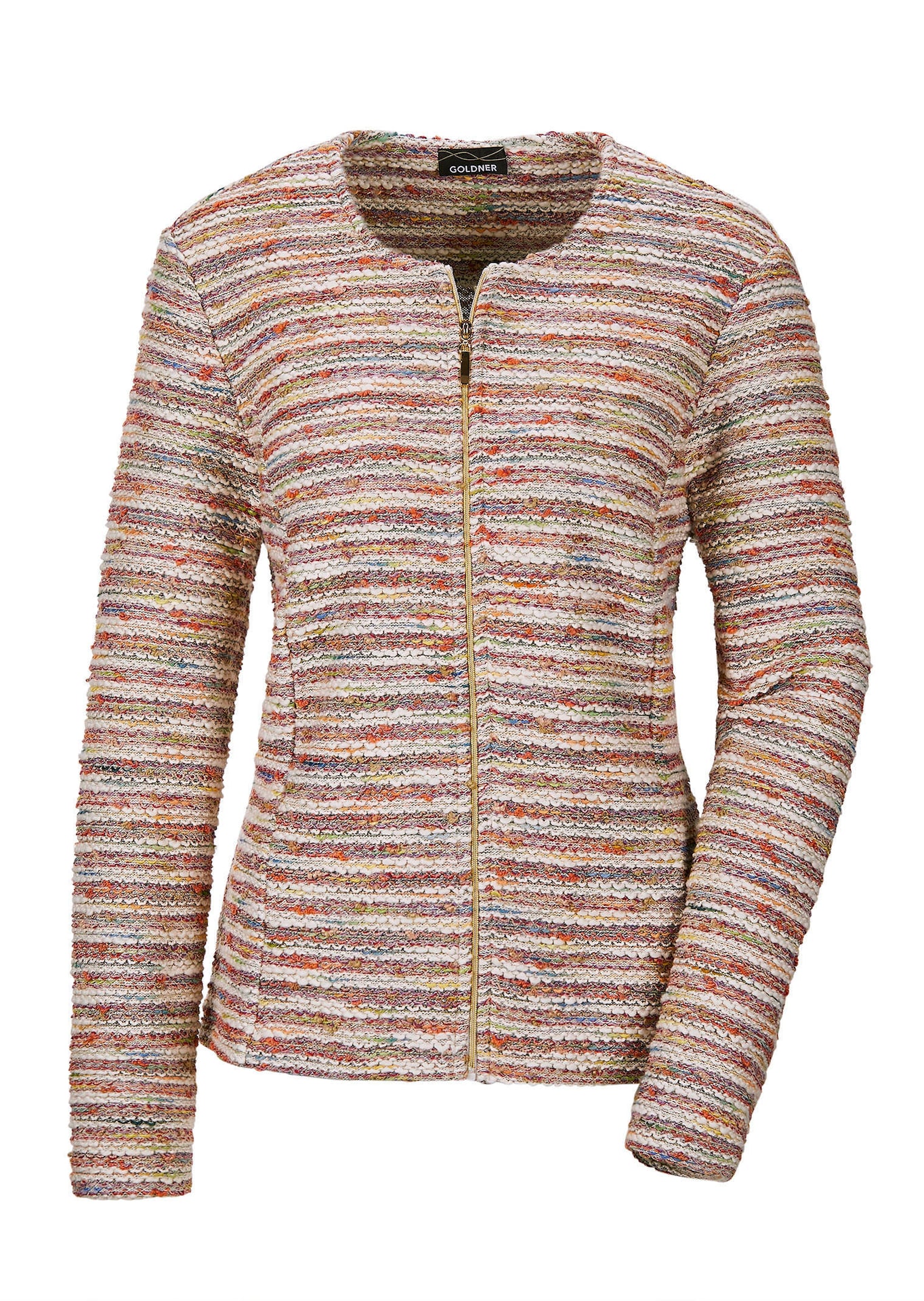 Bouclé-Jacke im Ringel-Look