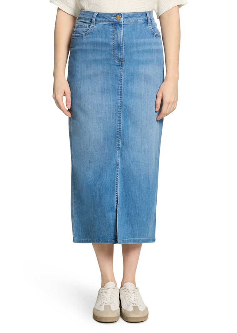Jeansrock mit Glitzersteinen und Schlitz