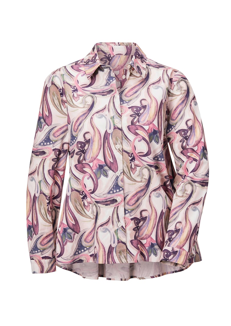 Weite Hemdkragenbluse mit Paisley Muster