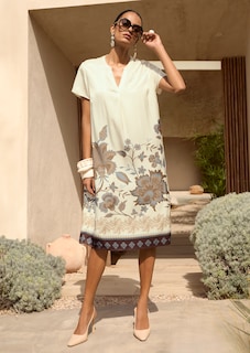 Viskosekleid mit Bordüre und Blütenmotiven thumbnail 1