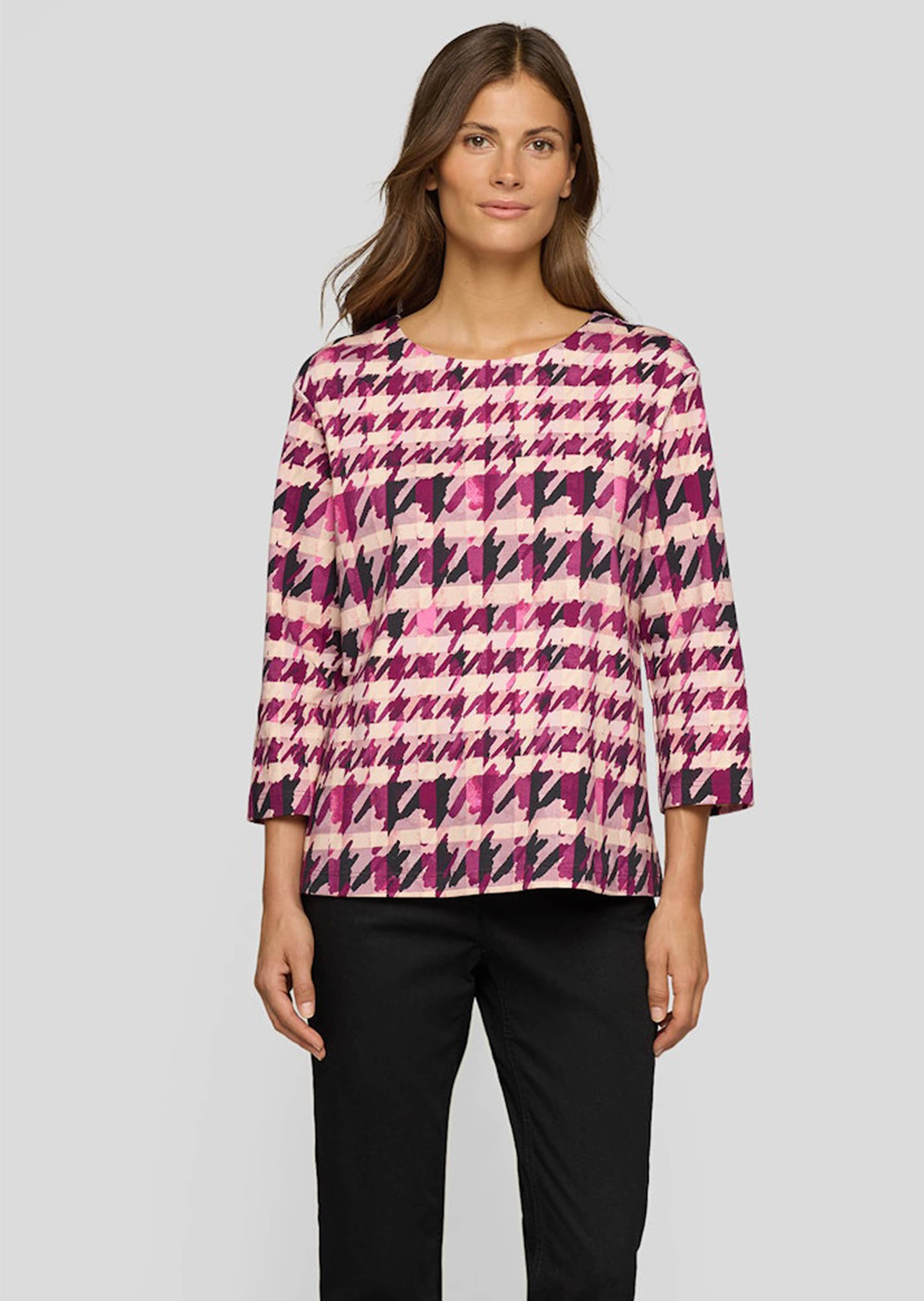 Jersey shirt met pied-de-poule- en ruitmotief