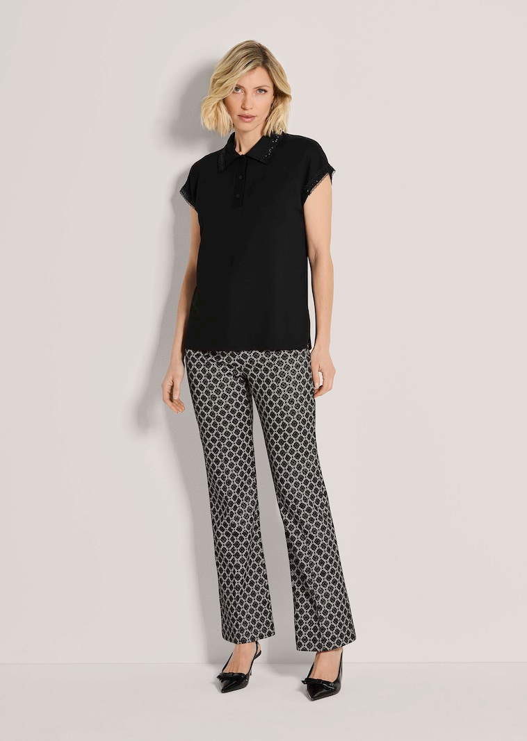 Polo shirt with lace trim