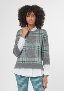 Strickpullover mit Karo und 3/4-Ärmeln thumbnail 2