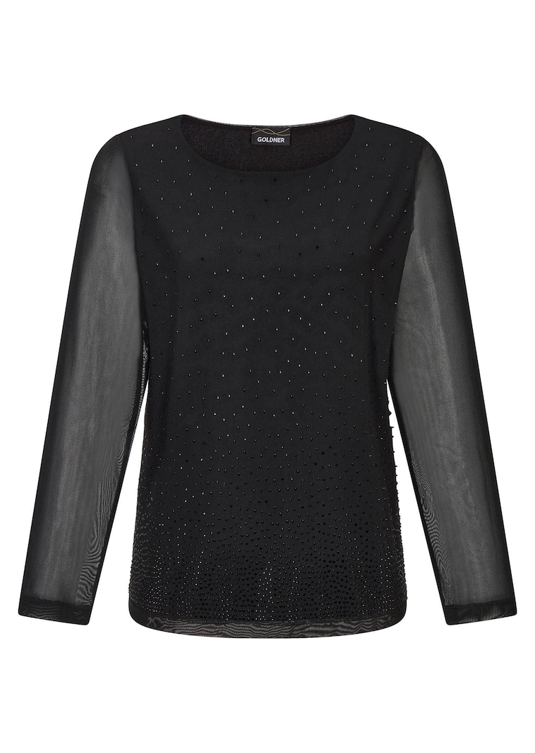 T-shirt en tissu filet orné de pierres scintillantes