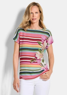 Blusenshirt mit Streifen und Blumen thumbnail 1