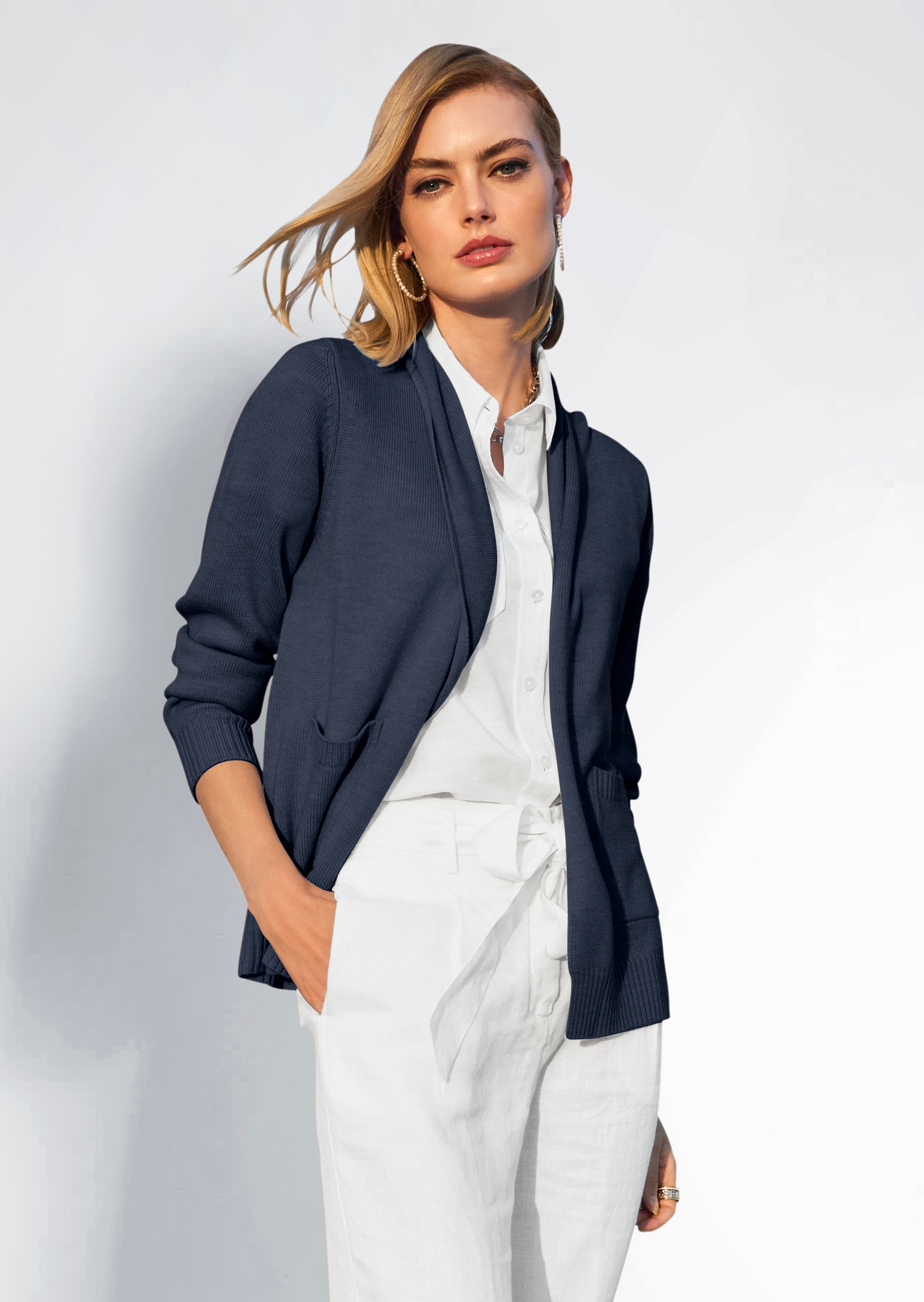Feinstrick-Cardigan mit Kaschmir