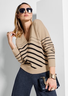 Sportiver Strickpullover mit Streifenmuster thumbnail 1