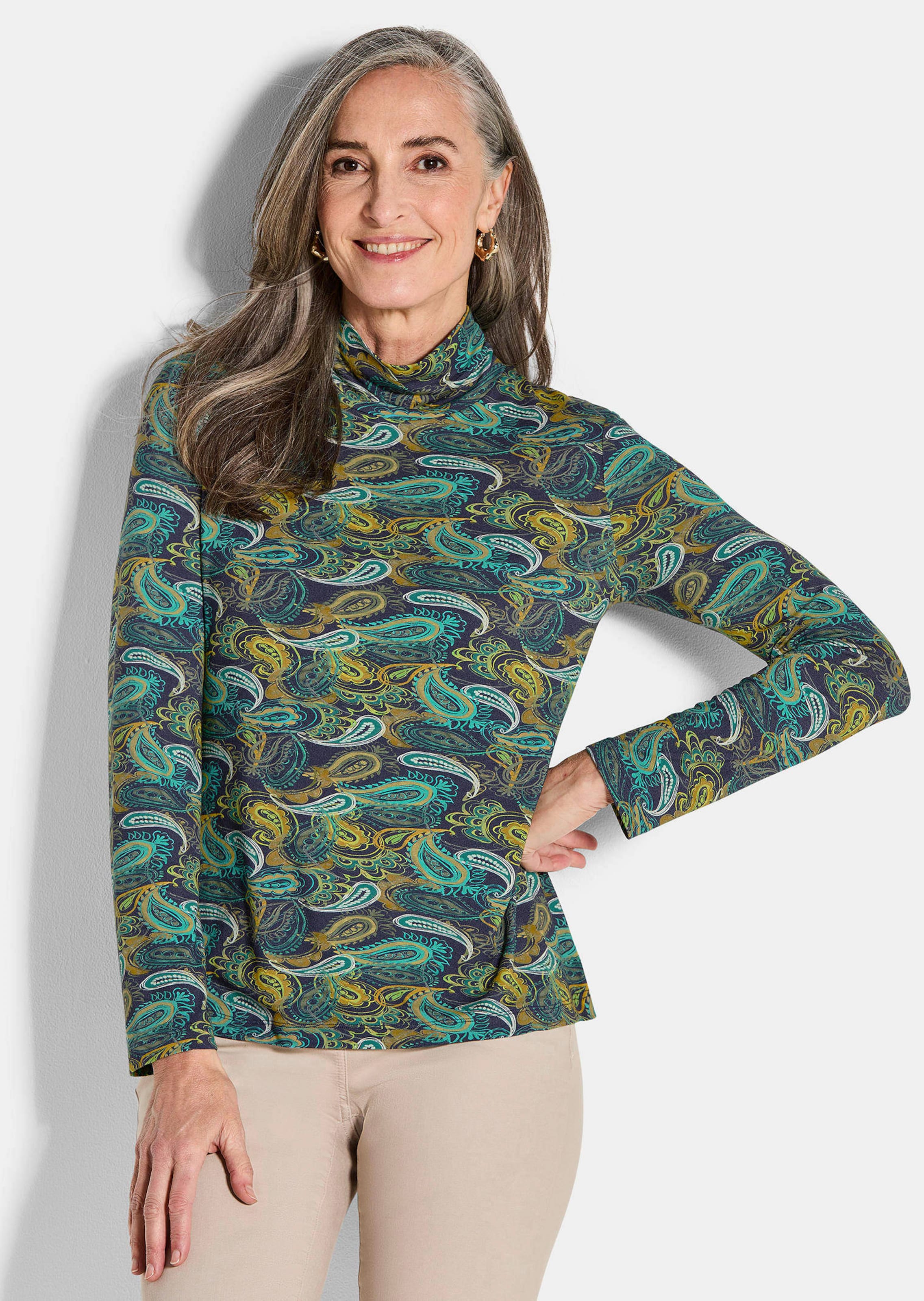 Jersey shirt met paisleymotief