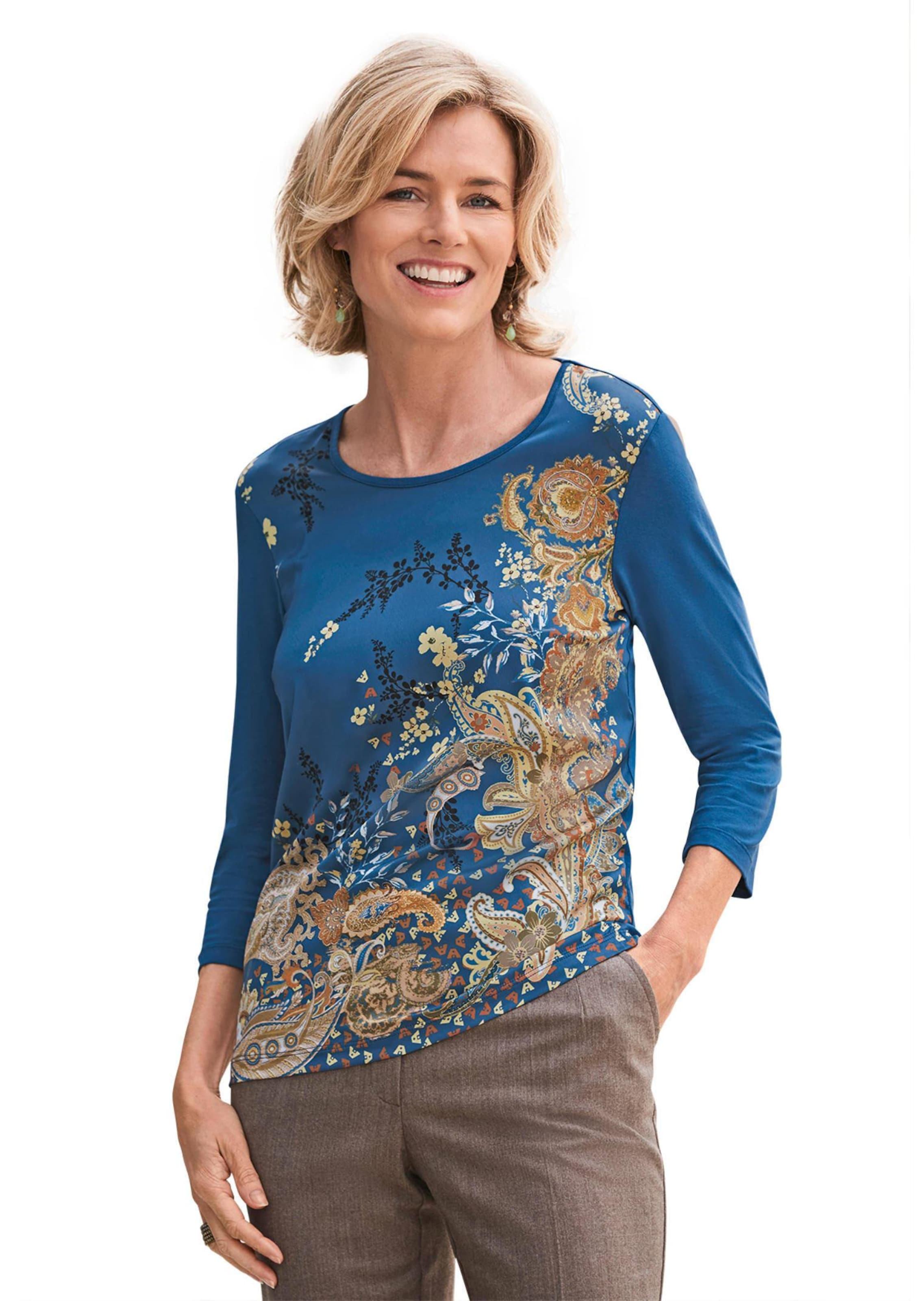 Fließendes Blusenshirt mit glänzendem Paisleydruck