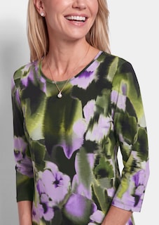 T-shirt en viscose avec motif floral artistique thumbnail 5