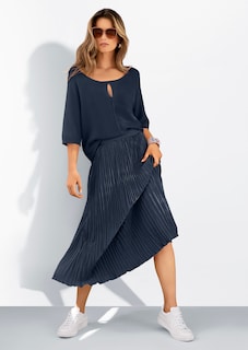 Crinkle-pleated midi skirt thumbnail 1