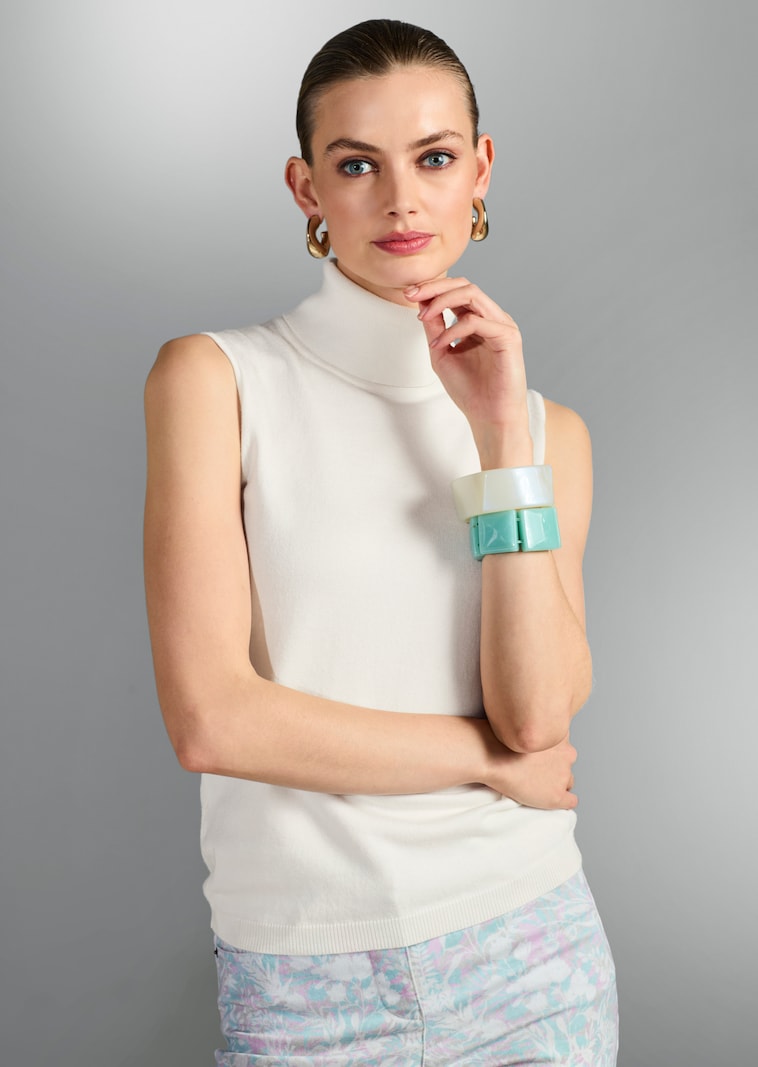 Ärmelloser Rollkragenpullover