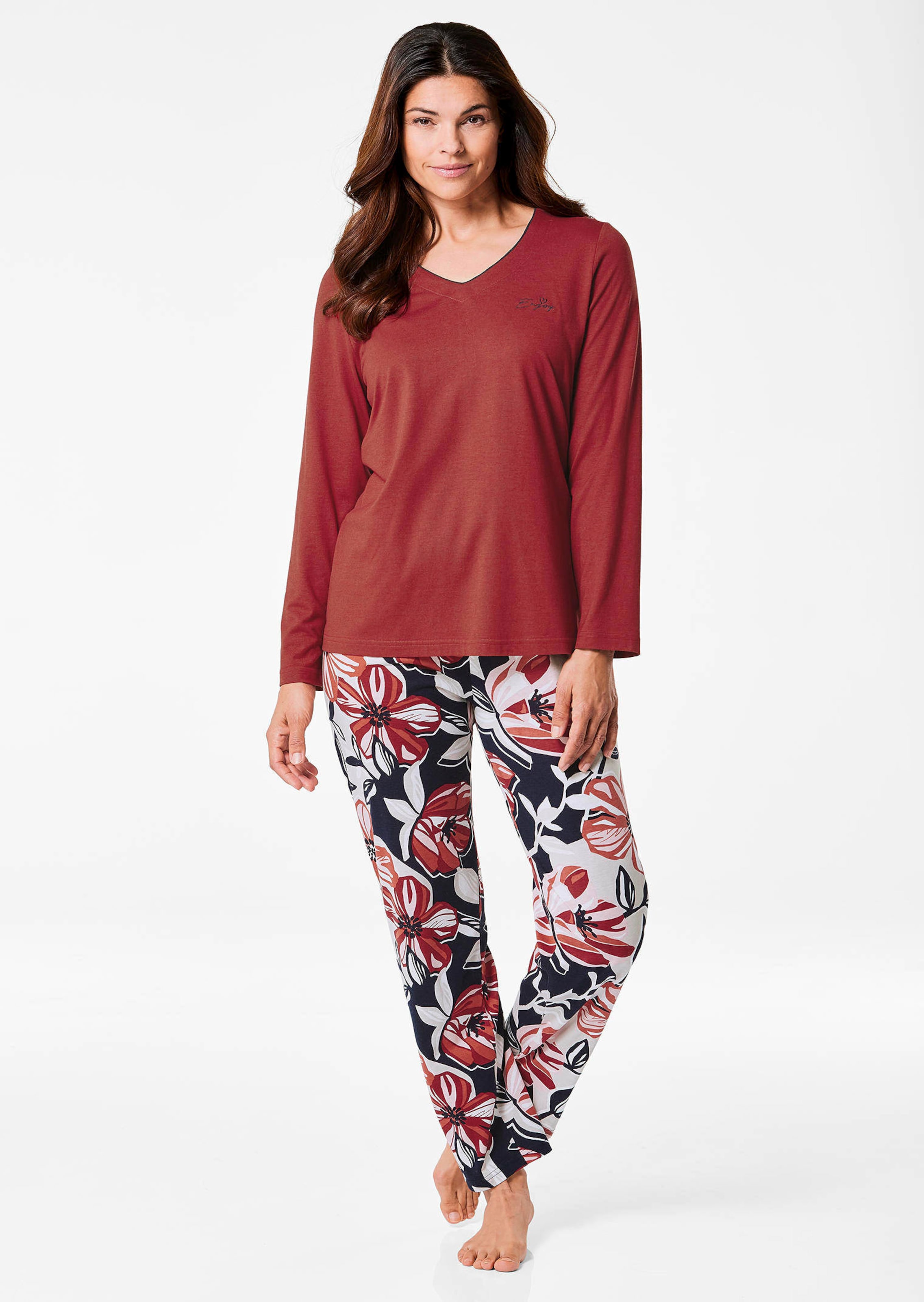 Pyjama mit Stickerei und Flower-Print