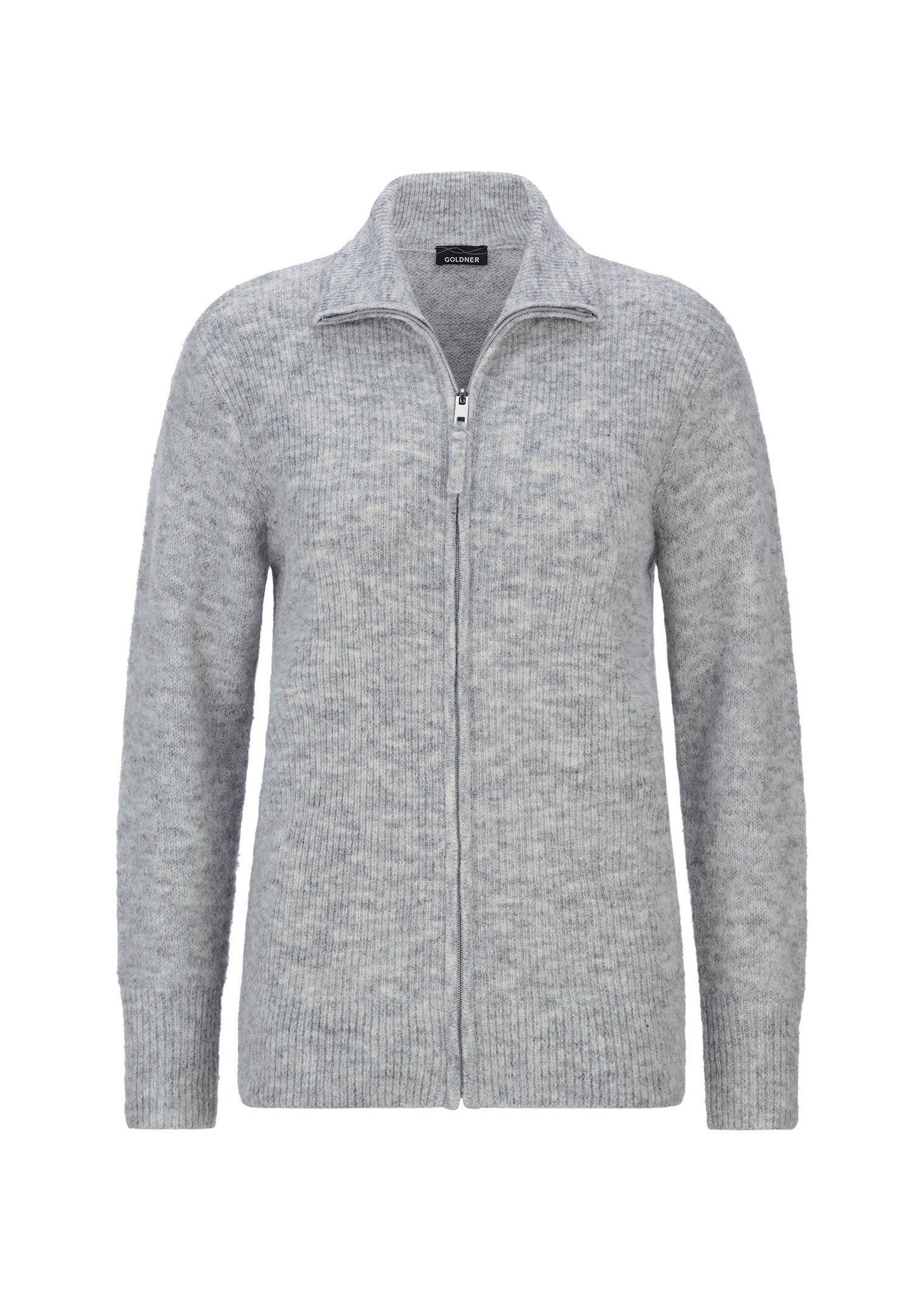 Geribd tricot jasje met ritssluiting