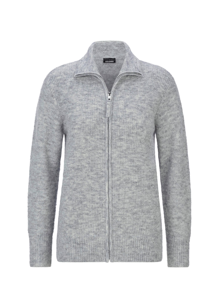 Strickjacke in Rippenstruktur mit Reißverschluss