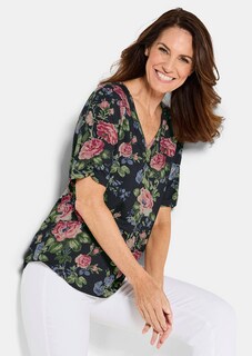Florales Jersey-Shirt mit Raffungen thumbnail 4
