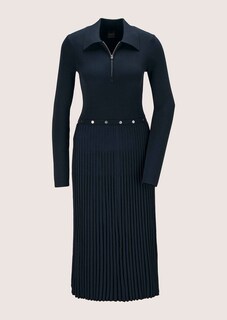 Strickkleid mit Plissee und Taillenband thumbnail 7